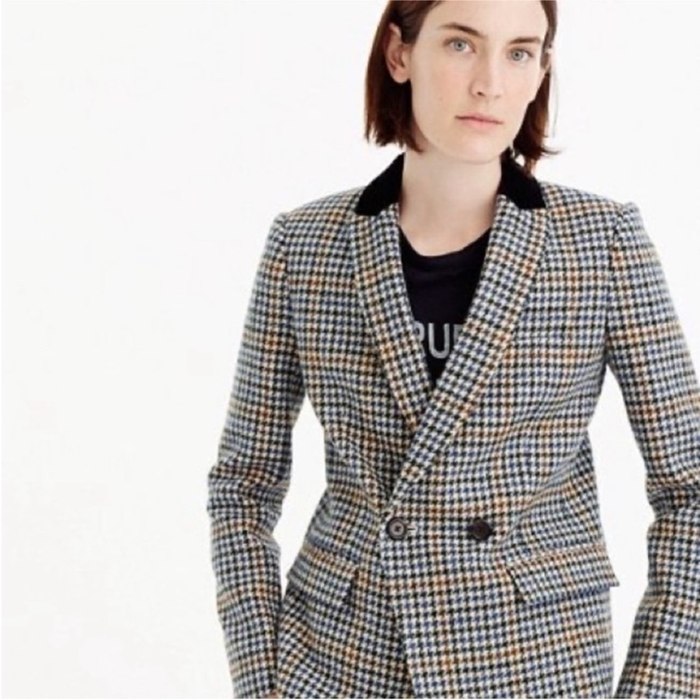 J. Crew size 2 petite Dover houndstooth wool blazer. NWT